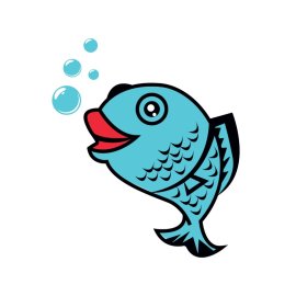 Cute blue fish with big red lips png vector
