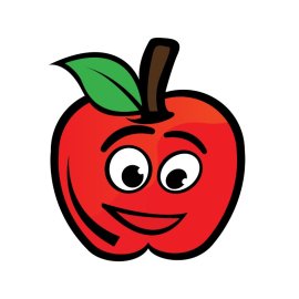 Cute cartoon apple flat 2d apple fruit png vector
