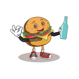 Cute cartoon burger png illustration