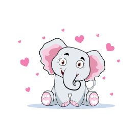 Cute elephant sitting on the floor cartoon style png