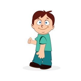 Cute happy boy wearing blue t-shirt png vector