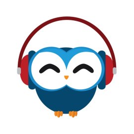 Cute owl png cartoon listening music vector