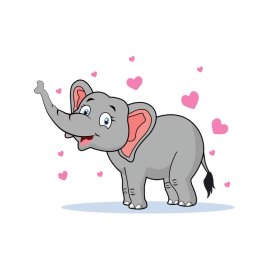 Elephant png cute animal with hearts