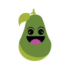 Flat cartoon avocado png happy fruit mascot