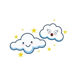 Flat png illustration of cloud and stars