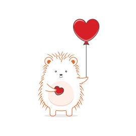 Free png porcupine with red heart balloon