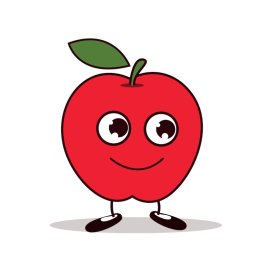 Free vector png red apple with happy face