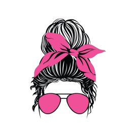 Mama png mom with pink glasses png pink bandana png lashes png