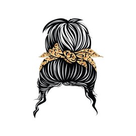 Mom wearing bandana png messy hair png bandana png hair bun png