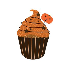 Halloween cartoon cupcake png