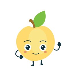 Happy apricot png flat fruit cartoon vector