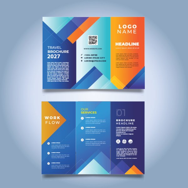 Professional blue gradient brochure trifold brochure - Free Png Images