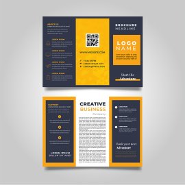 Black yellow simple trifold brochure leaflet