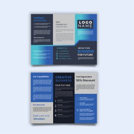 Black blue trifold creative style brochure