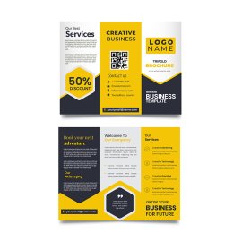 Yellow black creative tri fold brochure for business