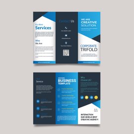 Simple black blue trifold brochure
