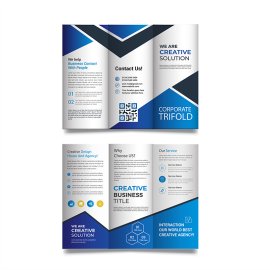 Blue trifold professional threefold leaflet poster