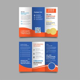 Trifold type blue orange bright color brochure flyer