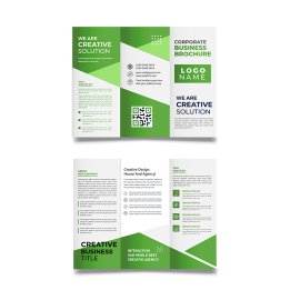 Green trifold brochure for business purpose