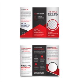 Creative red black trifold brochure leaflet vector