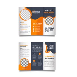 Orange grey creative style trifold photo flyer