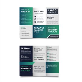 Green black three fold brochure creative style design