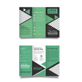 Teal green geometric style free trifold brochure