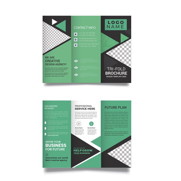 Teal green geometric style free trifold brochure - Free Png Images