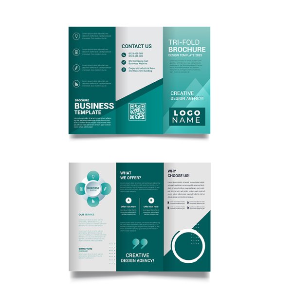 Green geometric trifold brochure flyer - Free Png Images