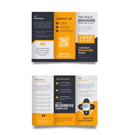 Simple orange black trifold brochure