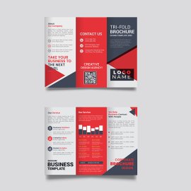 Grey abstract trifold brochure vector