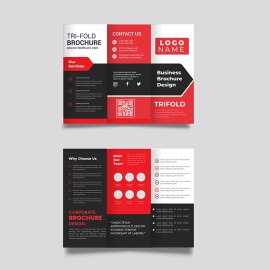 Abstract red black creative trifold brochure vector