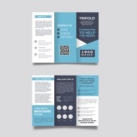 Blue creative business trifold brochure vector