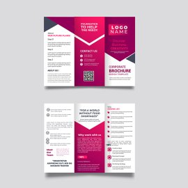 Pink creative professional vector trifold brochure