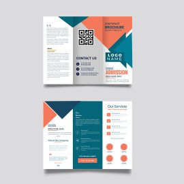 Professional teal color trifold business brochure