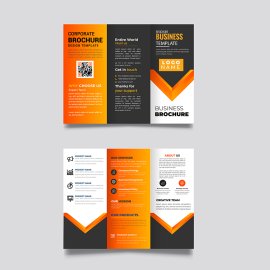Yellow black free trifold business brochure