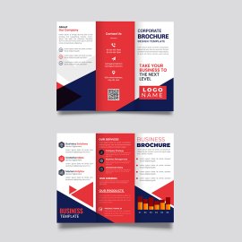 Red black tri fold brochure print template
