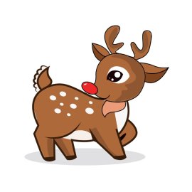 Vector cartoon cute little brown reindeer png