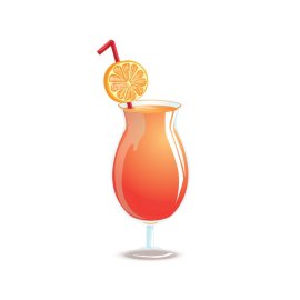 Vector glass of tequila sunrise cocktail with slice orange png