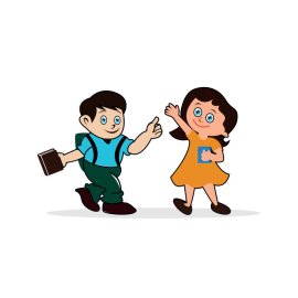 Vector happy children with backpacks png