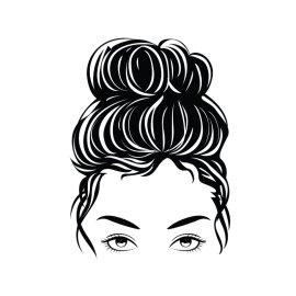 Messy bun png mom life png girl with lashes vector