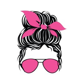 Messy bun png  hair png sunglasses png mom face with pink bow png