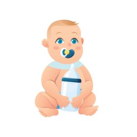 Baby png holding milk bottle illustration vector