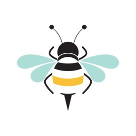 Bee logo png flat design bee character logo vector