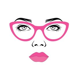 Bold face portrait eyes and lips pink glasses pink lipstick