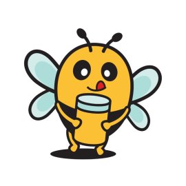 Cartoon bee png drinking honey vector