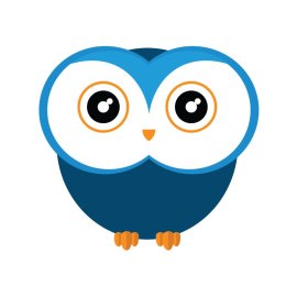 Cartoon owl png blue color big eyes vector