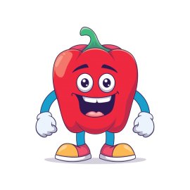 Cartoon red capsicum mascot vector png