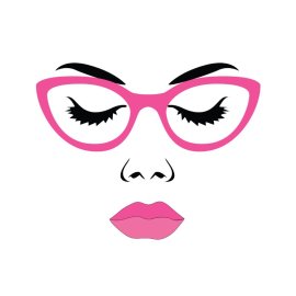 Confident face portrait eyes and lips pink glasses pink lipstick lashes
