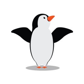 Cute cartoon penguin png vector bird illustration